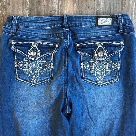 Earl Jeans Bling Back Flap Pocket Stretch Denim Bootcut Jeans Size 10 - Picture 8 of 10